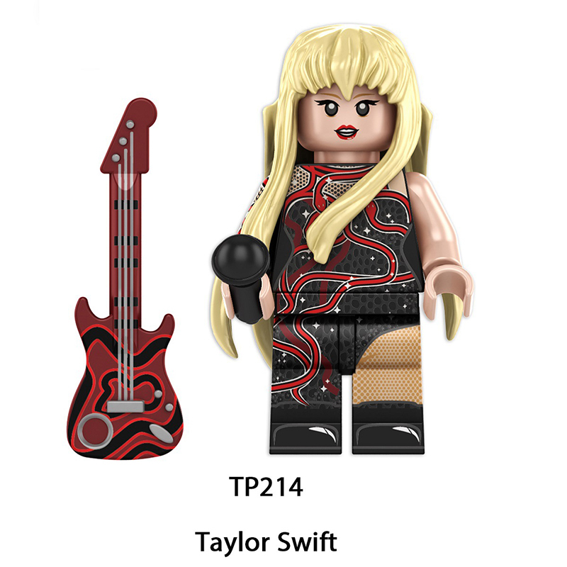TP1026 Celebrity Stars Taylor Swift Minifigs Building Blocks Pink Action Figures Cartoon Children Gifts Girls Birthday Collection Toys