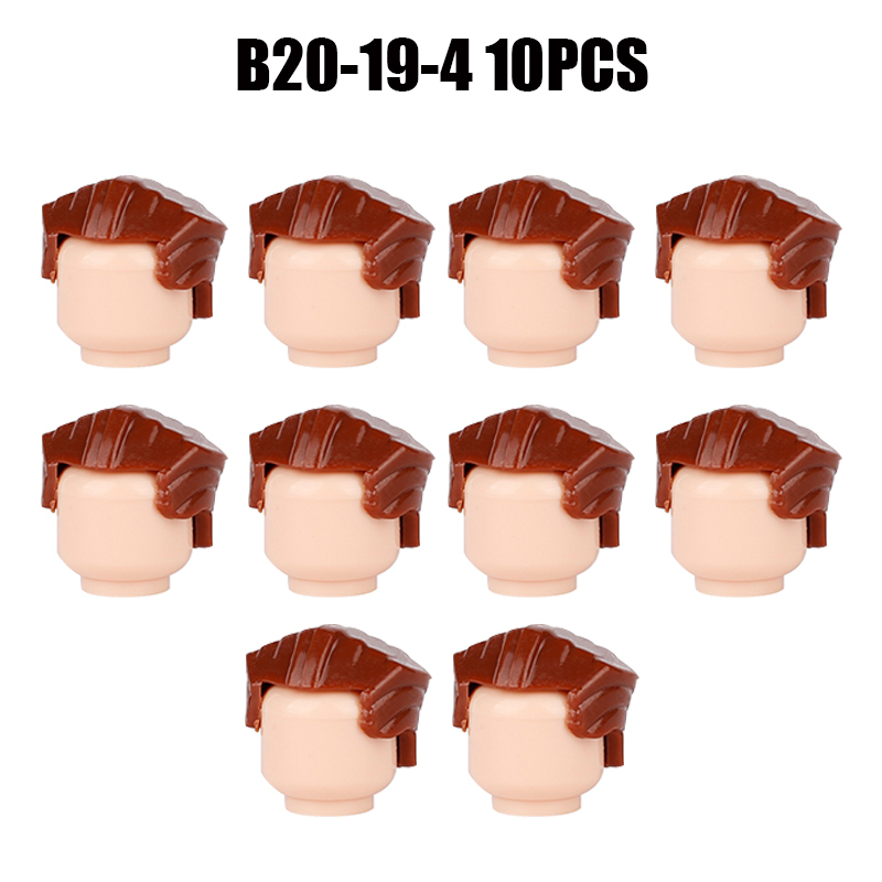 MOC City Hair Accessories Building Blocks Compatible Figure Body Parts Brown Black Blond Head DIY Bricks Toys Children Gift