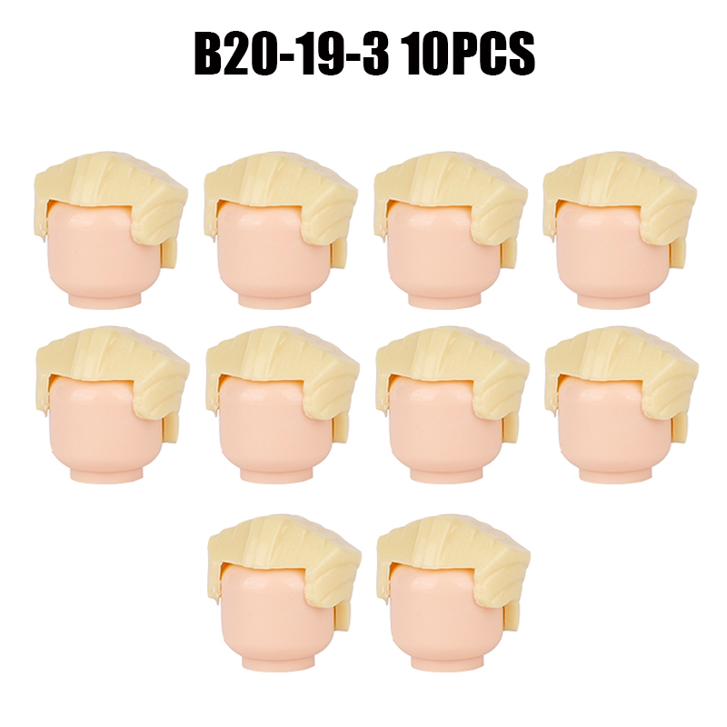 MOC City Hair Accessories Building Blocks Compatible Figure Body Parts Brown Black Blond Head DIY Bricks Toys Children Gift