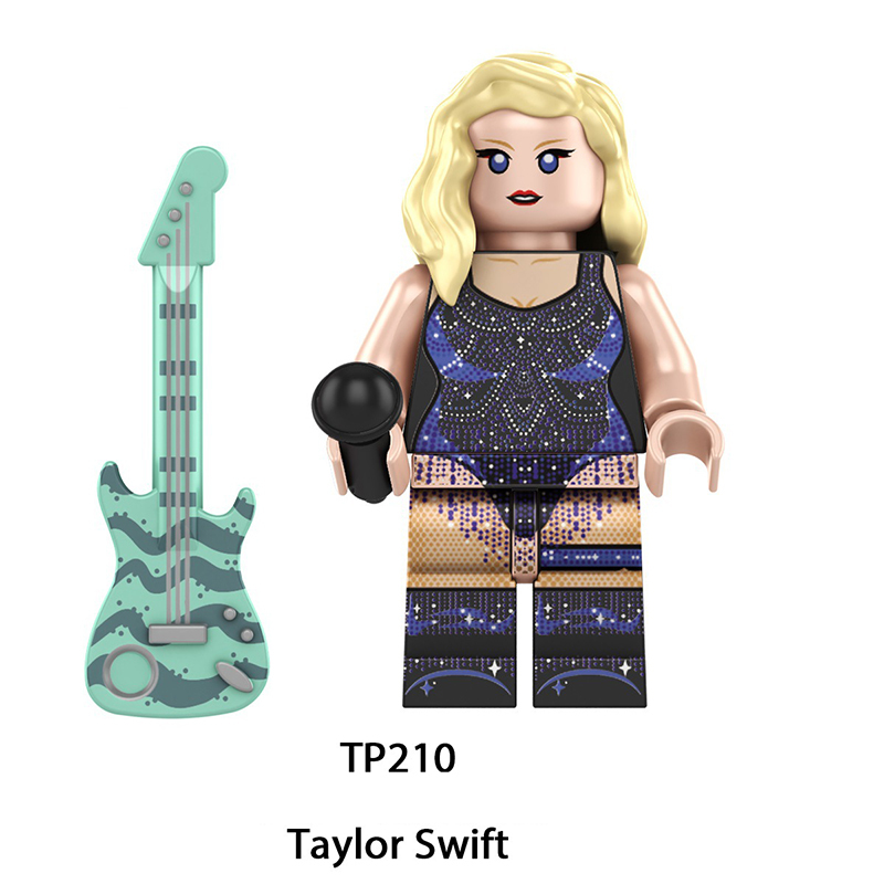 TP1026 Celebrity Stars Taylor Swift Minifigs Building Blocks Pink Action Figures Cartoon Children Gifts Girls Birthday Collection Toys