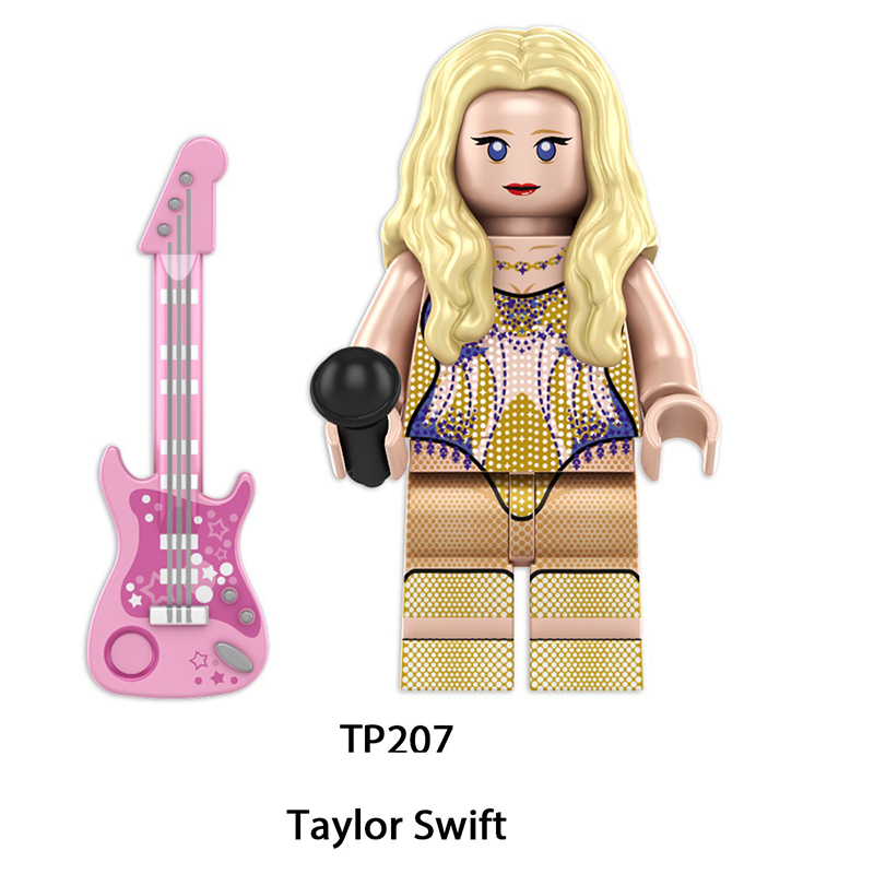TP1026 Celebrity Stars Taylor Swift Minifigs Building Blocks Pink Action Figures Cartoon Children Gifts Girls Birthday Collection Toys
