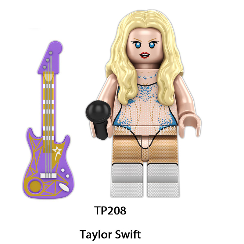 TP1026 Celebrity Stars Taylor Swift Minifigs Building Blocks Pink Action Figures Cartoon Children Gifts Girls Birthday Collection Toys