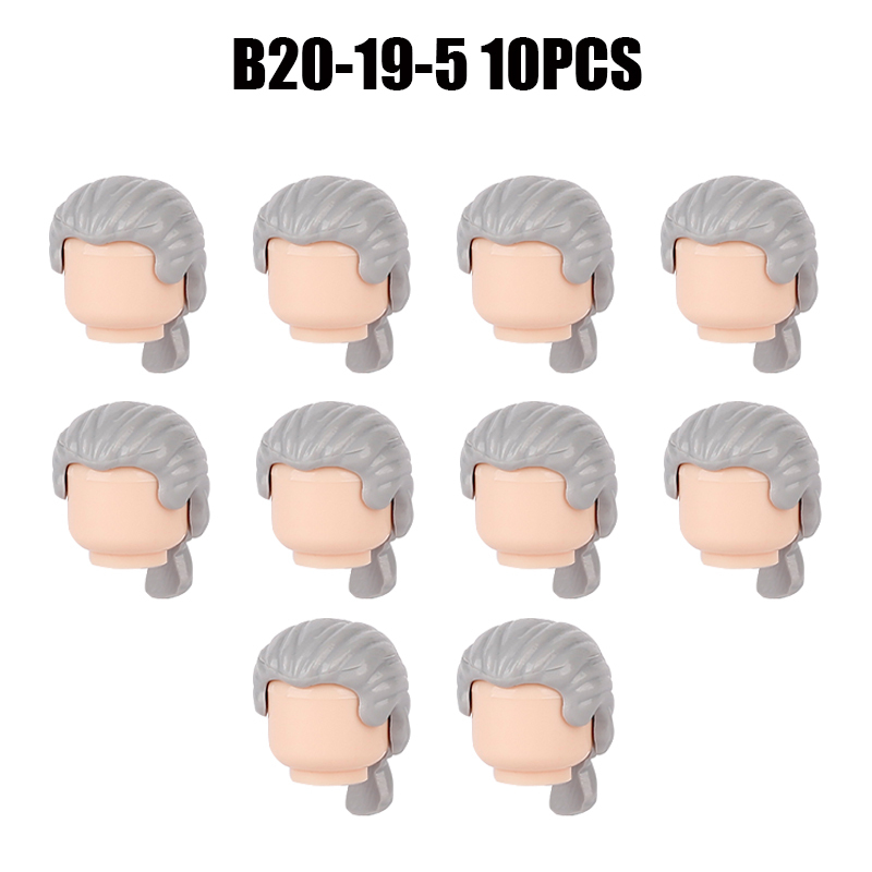 MOC City Hair Accessories Building Blocks Compatible Figure Body Parts Brown Black Blond Head DIY Bricks Toys Children Gift