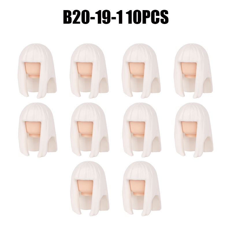 MOC City Hair Accessories Building Blocks Compatible Figure Body Parts Brown Black Blond Head DIY Bricks Toys Children Gift