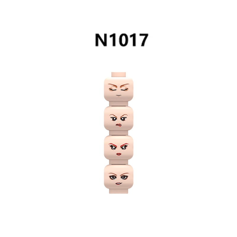 N1012-1017 MOC City Minifigs Girls Face Emotion Head Body Parts Building Blocks Soldiers Expression Accessories DIY Bricks Model Toys