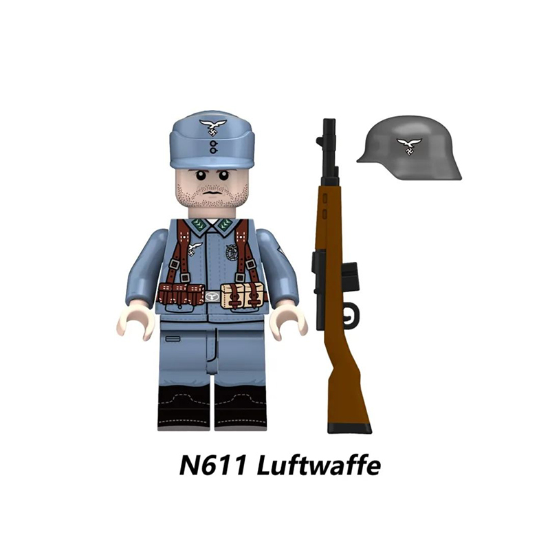 N611 WW2 Military German Soldiers Action Figures Luftwaffe Army German Infantry Building Blocks Weapons Gun Children Toys Boys N609-612