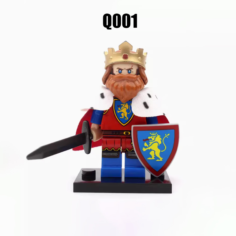 Medieval Knights Pouki Rider Army Minifigs Building Blocks Queen Weapon Soldiers Red Lion Legion Shield Model Children Toys Gifts
