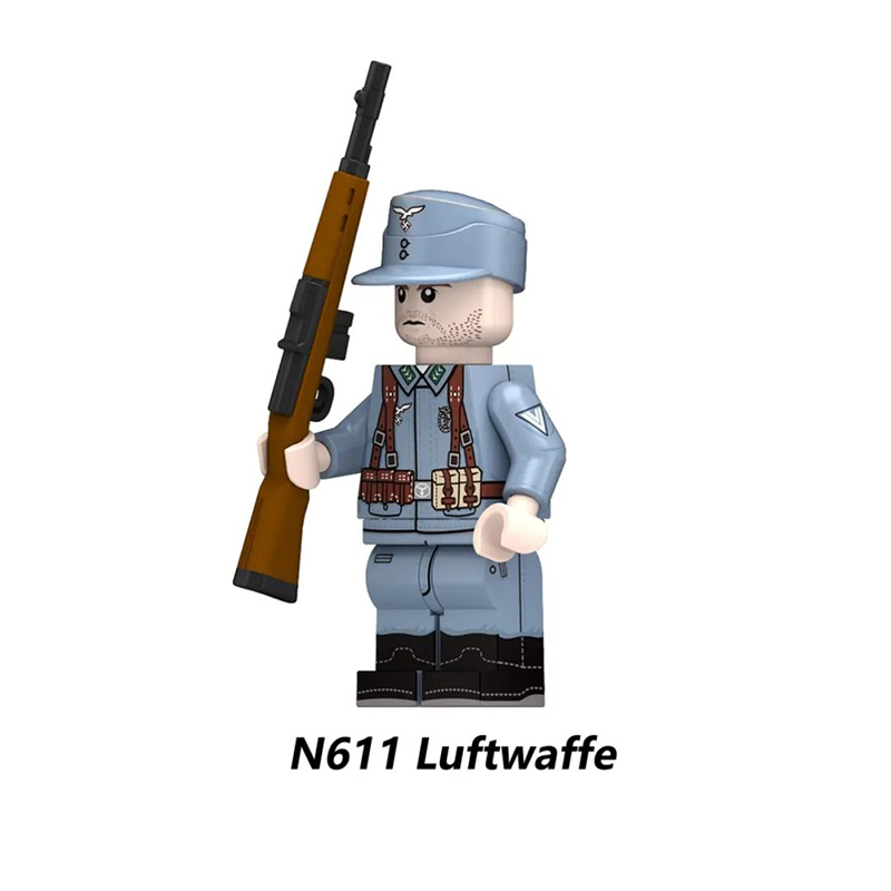 N611 WW2 Military German Soldiers Action Figures Luftwaffe Army German Infantry Building Blocks Weapons Gun Children Toys Boys N609-612