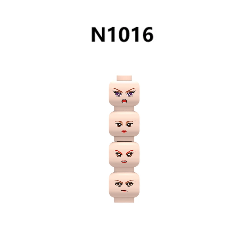 N1012-1017 MOC City Minifigs Girls Face Emotion Head Body Parts Building Blocks Soldiers Expression Accessories DIY Bricks Model Toys
