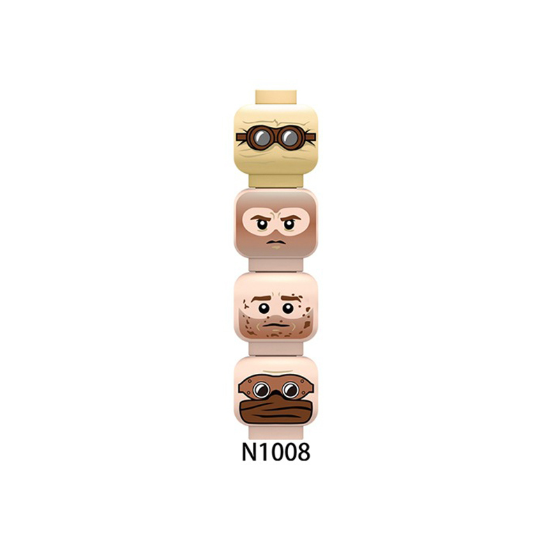 N1008-1011 MOC City Minifigs Face Emotion Head Body Parts Building Blocks Injure Soldiers Expression Accessories DIY Bricks Model Toys