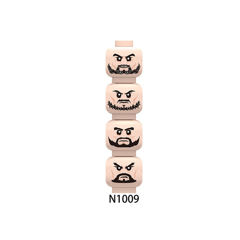 N1008-1011 MOC City Minifigs Face Emotion Head Body Parts Building Blocks Injure Soldiers Expression Accessories DIY Bricks Model Toys