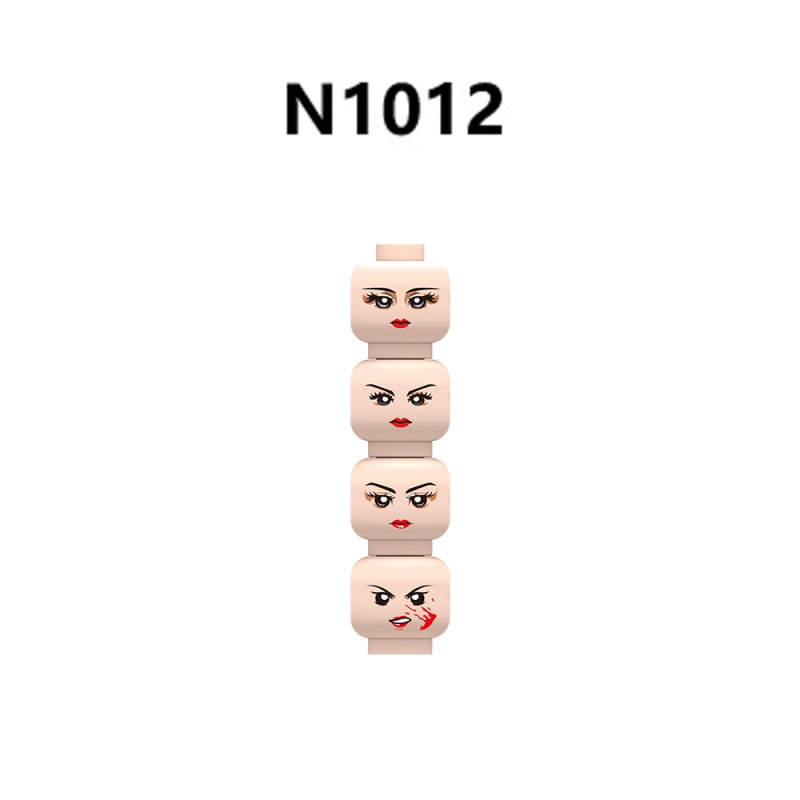 N1012-1017 MOC City Minifigs Girls Face Emotion Head Body Parts Building Blocks Soldiers Expression Accessories DIY Bricks Model Toys