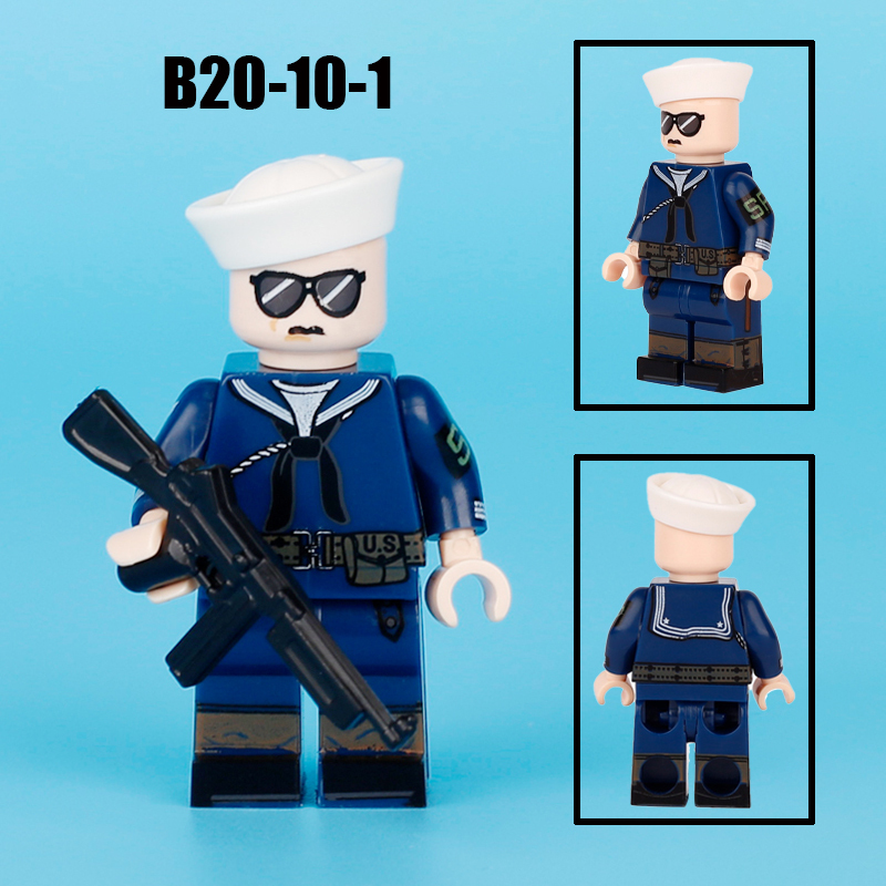 WW2 Military American Petty Officer Class Action Figures Soliders Building Blocks Navy Corporal Army Minifigs Children Gifts Toys