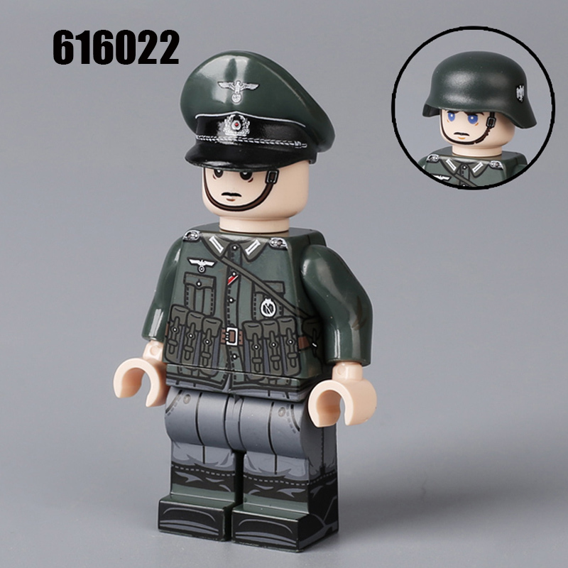  ﻿616021-606029 WW2 Military Soliders Action Figures German Offical Building Blocks Gun Weapon Minifigs War Toys Children Gifts WW1