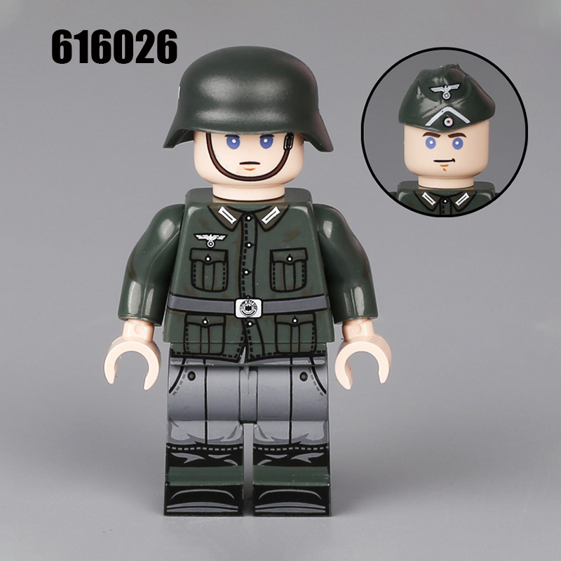 ﻿616021-606029 WW2 Military Soliders Action Figures German Offical Building Blocks Gun Weapon Minifigs War Toys Children Gifts WW1