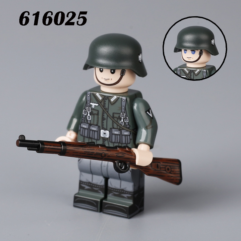  ﻿616021-606029 WW2 Military Soliders Action Figures German Offical Building Blocks Gun Weapon Minifigs War Toys Children Gifts WW1