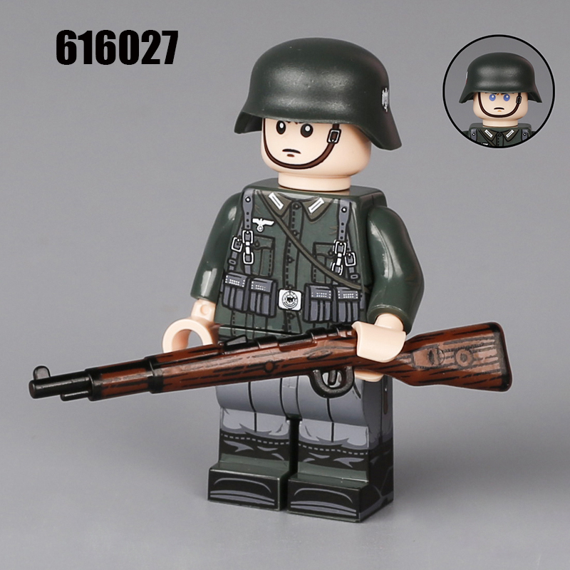  ﻿616021-606029 WW2 Military Soliders Action Figures German Offical Building Blocks Gun Weapon Minifigs War Toys Children Gifts WW1