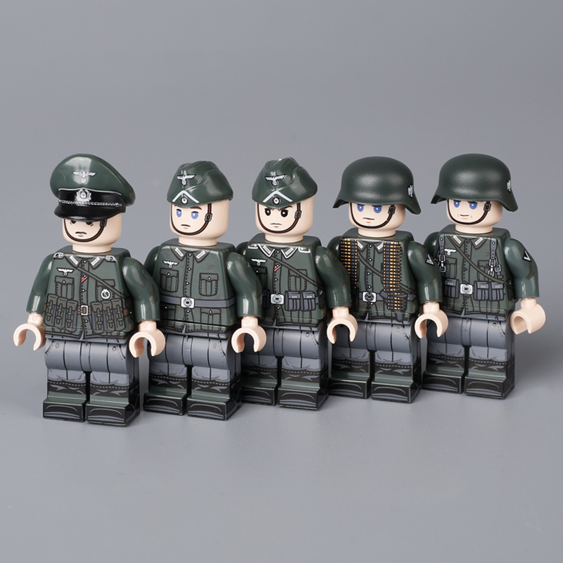  ﻿616021-606029 WW2 Military Soliders Action Figures German Offical Building Blocks Gun Weapon Minifigs War Toys Children Gifts WW1