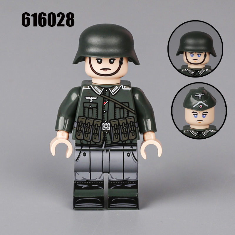  ﻿616021-606029 WW2 Military Soliders Action Figures German Offical Building Blocks Gun Weapon Minifigs War Toys Children Gifts WW1