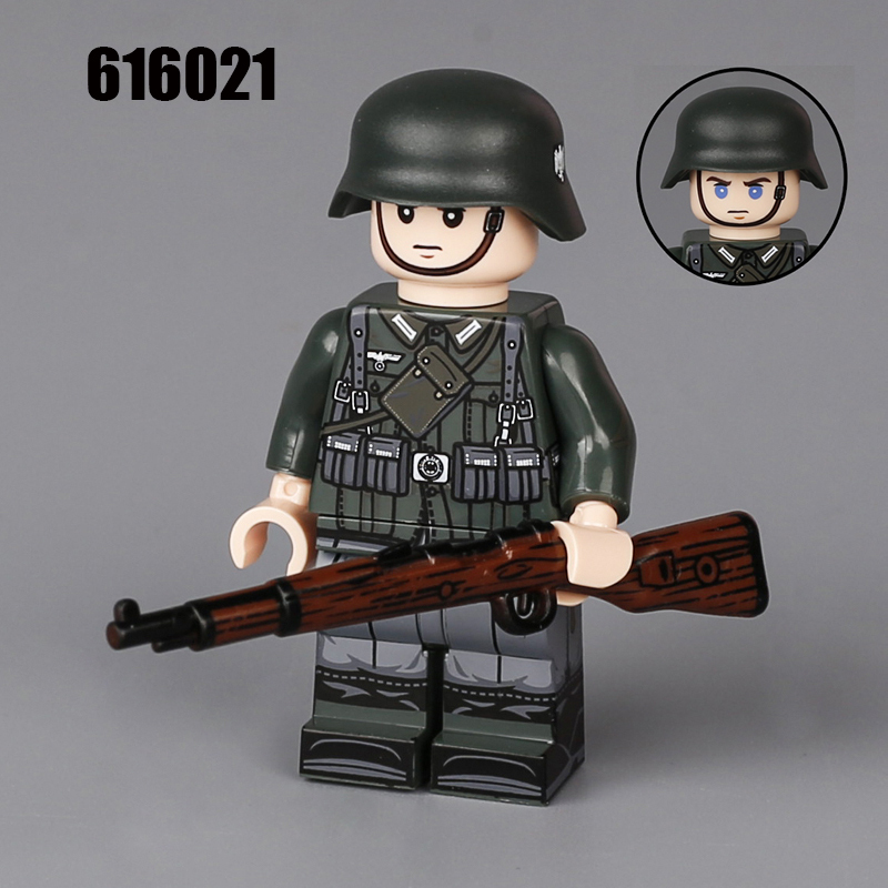  ﻿616021-606029 WW2 Military Soliders Action Figures German Offical Building Blocks Gun Weapon Minifigs War Toys Children Gifts WW1