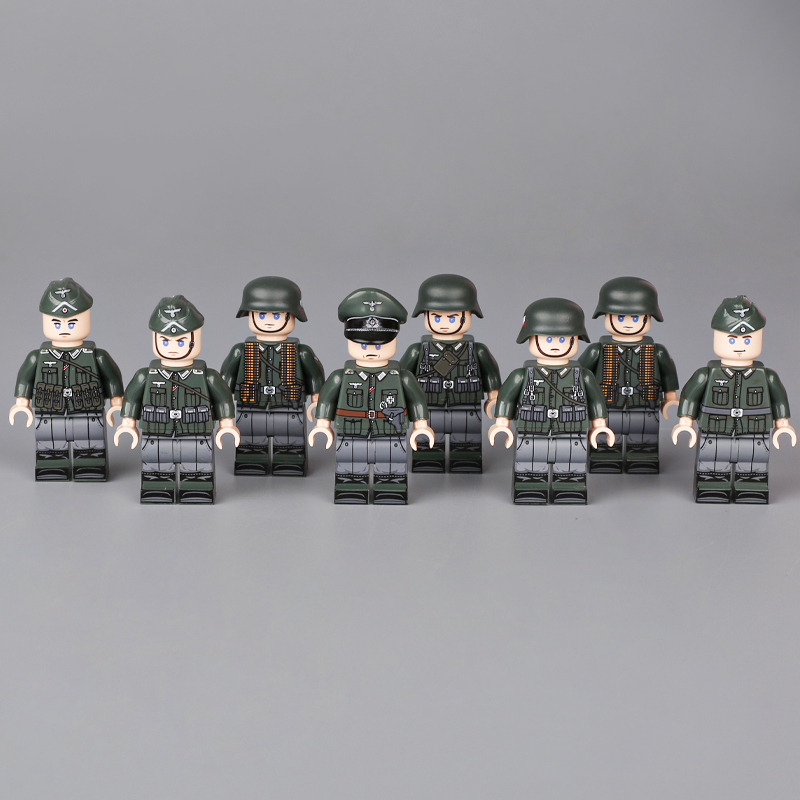  ﻿616021-606029 WW2 Military Soliders Action Figures German Offical Building Blocks Gun Weapon Minifigs War Toys Children Gifts WW1