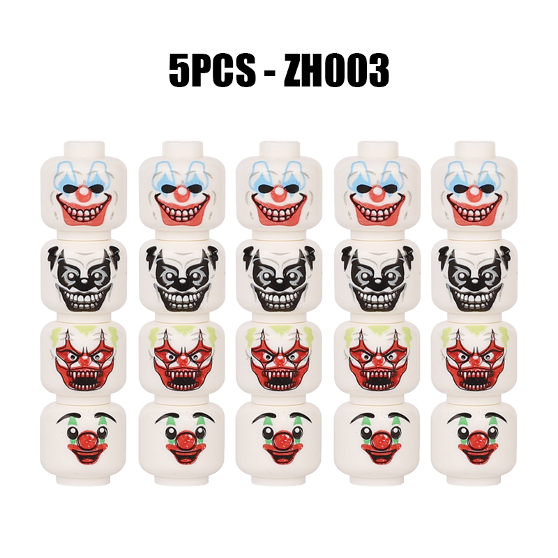ZH001-004 MOC City Minifigures Joker Series Face Emotion Head Body Building Blocks Soldiers Figures Expression Accessories DIY Toys