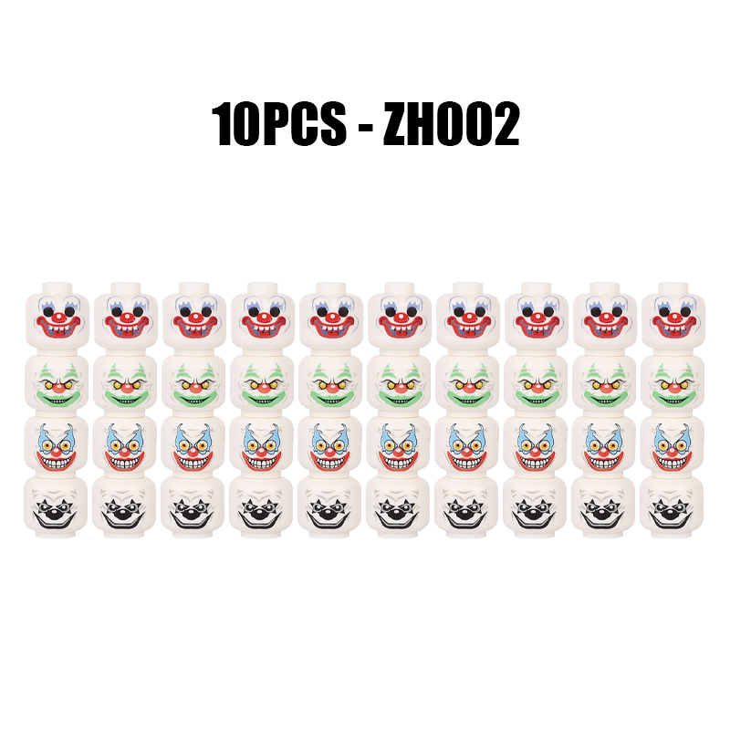 ZH001-004 MOC City Minifigures Joker Series Face Emotion Head Body Building Blocks Soldiers Figures Expression Accessories DIY Toys