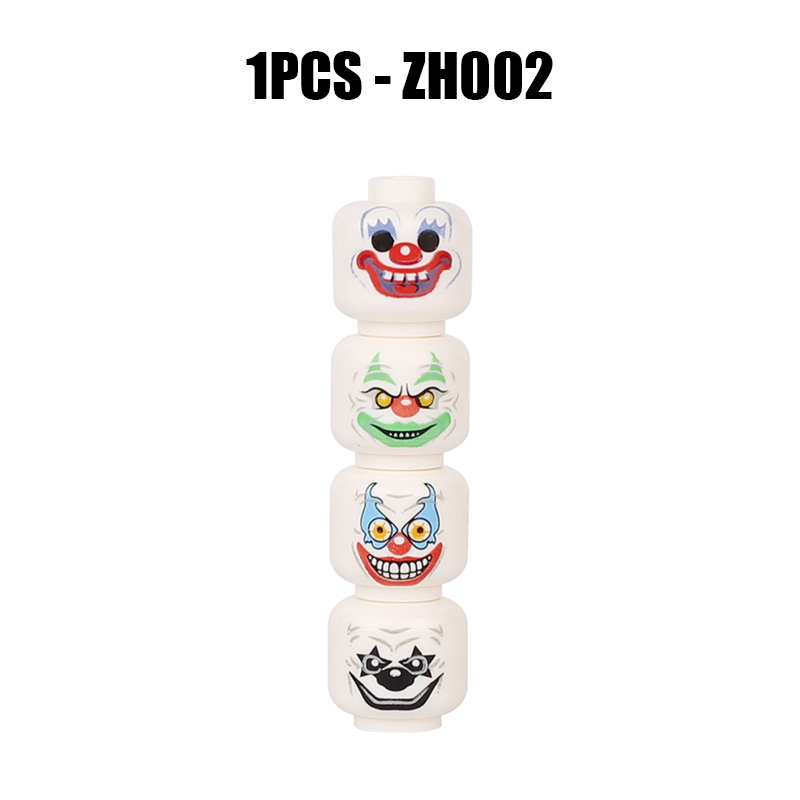 ZH001-004 MOC City Minifigures Joker Series Face Emotion Head Body Building Blocks Soldiers Figures Expression Accessories DIY Toys