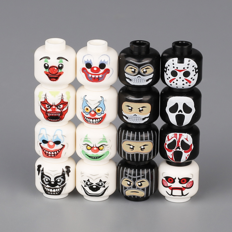 ZH001-004 MOC City Minifigures Joker Series Face Emotion Head Body Building Blocks Soldiers Figures Expression Accessories DIY Toys