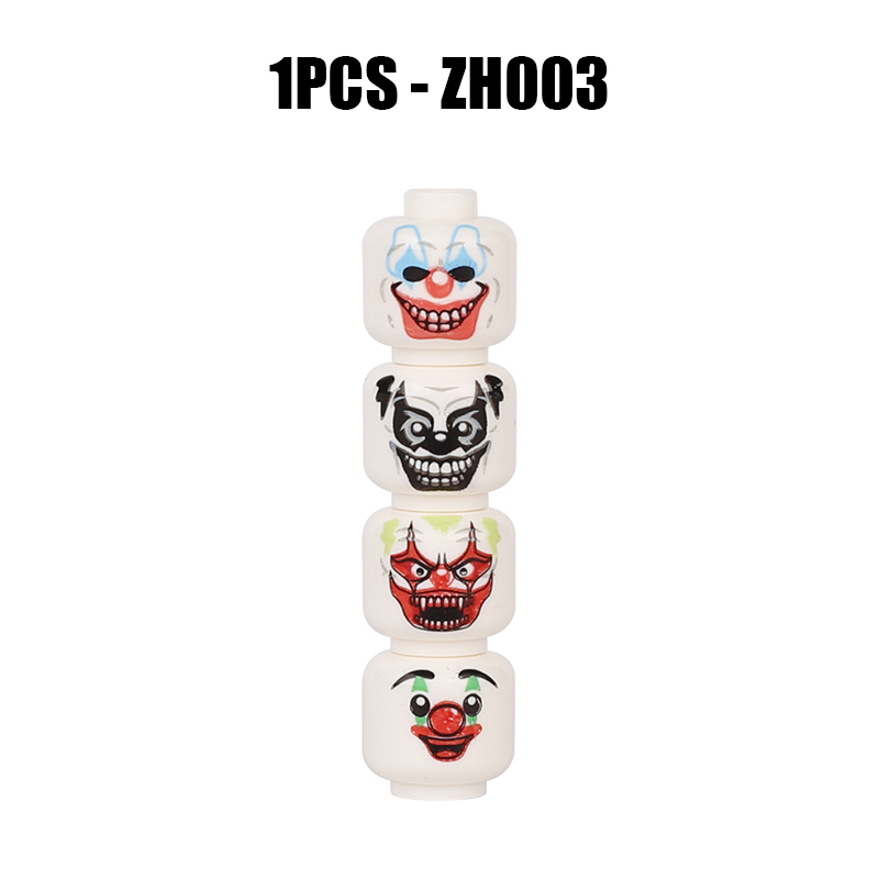 ZH001-004 MOC City Minifigures Joker Series Face Emotion Head Body Building Blocks Soldiers Figures Expression Accessories DIY Toys