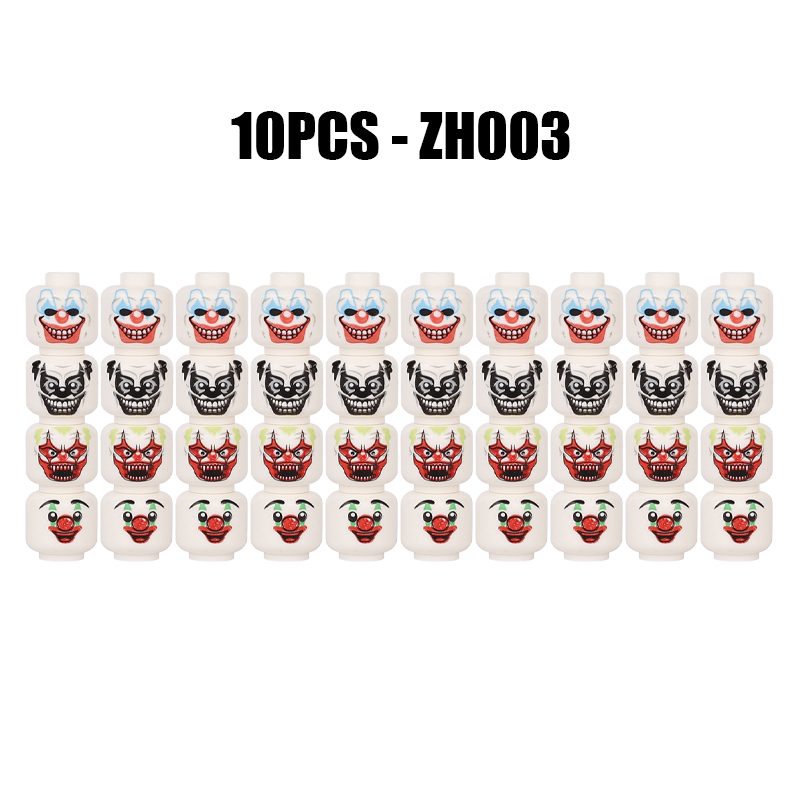 ZH001-004 MOC City Minifigures Joker Series Face Emotion Head Body Building Blocks Soldiers Figures Expression Accessories DIY Toys