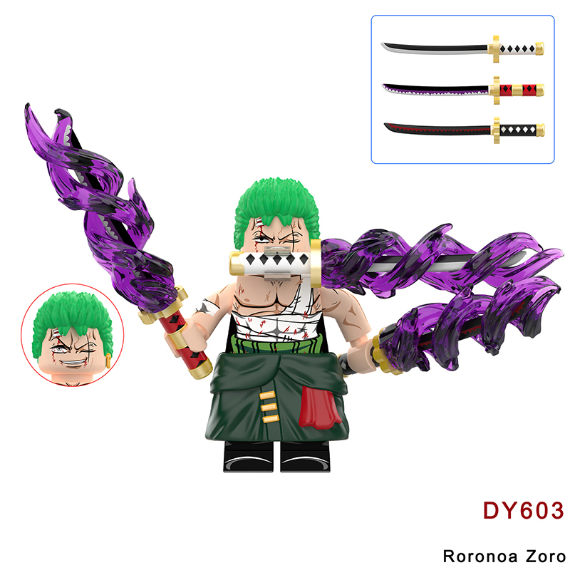 DY603-627 DY606 One Piece Roronoa Zoro Assembling Sword Hero Action Figures Pirate Hunter Minifigs Building Blocks Children Toys Gifts