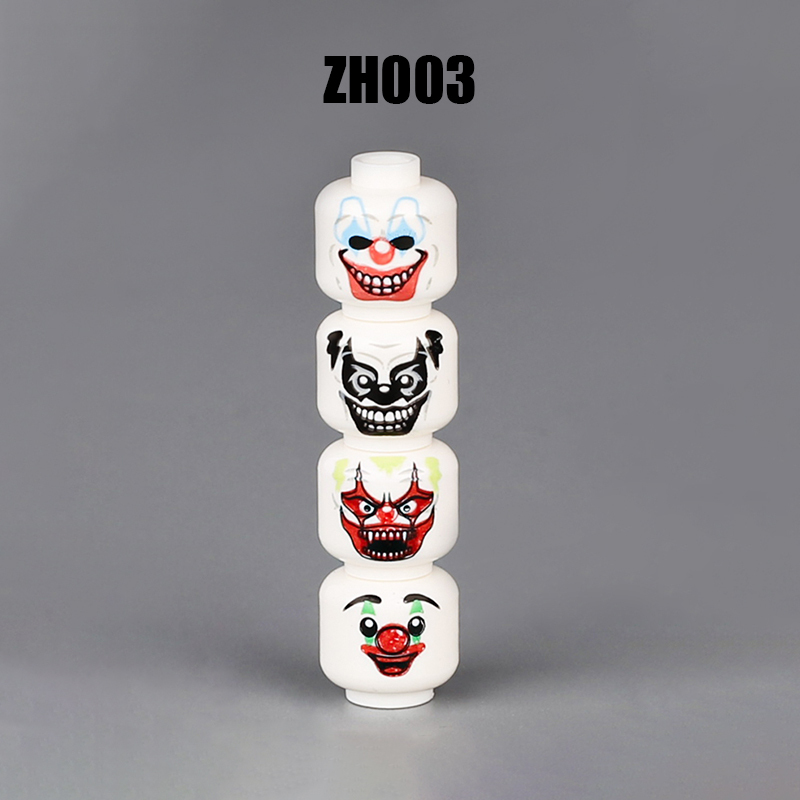 ZH001-004 MOC City Minifigures Joker Series Face Emotion Head Body Building Blocks Soldiers Figures Expression Accessories DIY Toys