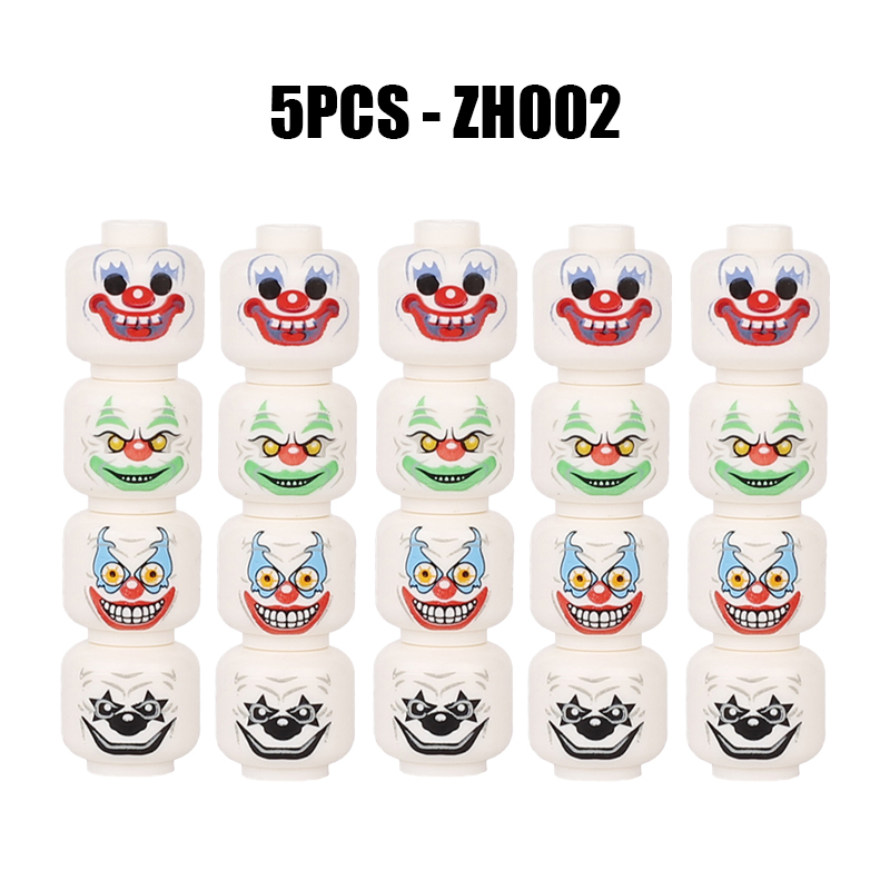 ZH001-004 MOC City Minifigures Joker Series Face Emotion Head Body Building Blocks Soldiers Figures Expression Accessories DIY Toys