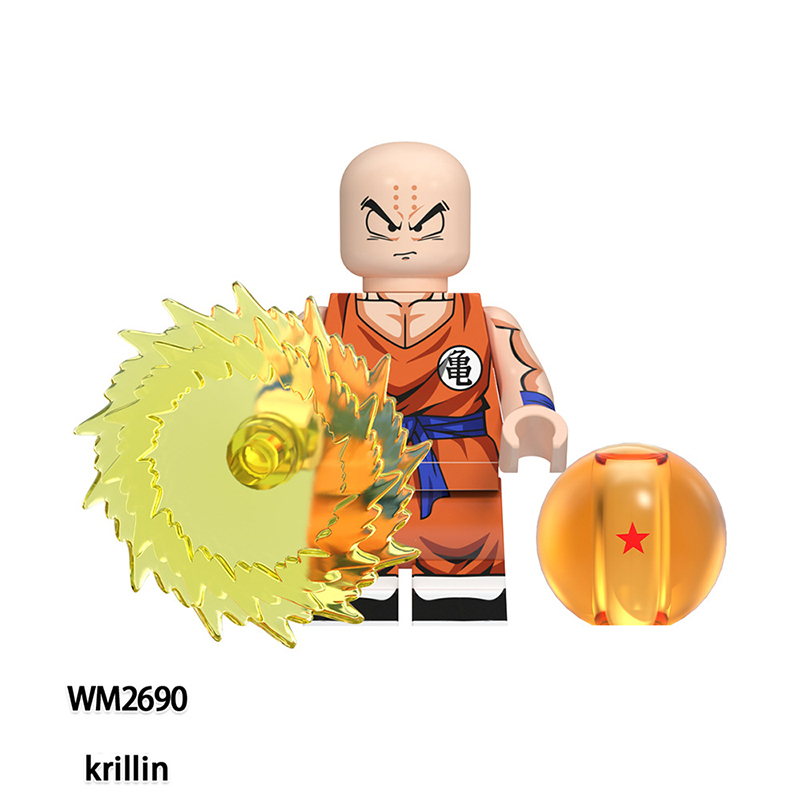 WM6180 Dragon Ball Orange Dress Krillin Tien Shinhan Yamcha Building Blocks Comic Android Son Goku Anime Action Gifts Toys Kids