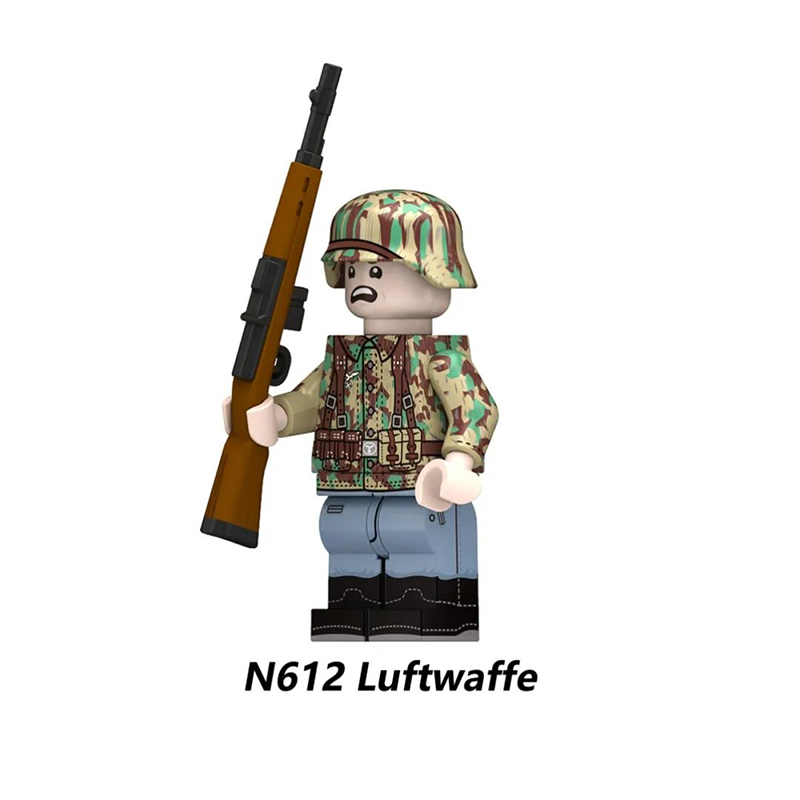 N612 German Air Force Field Division Camouflage G43 Soldiers Action Figures Luftwaffe Army Building Blocks Weapons Gun Toys Boys N609-612