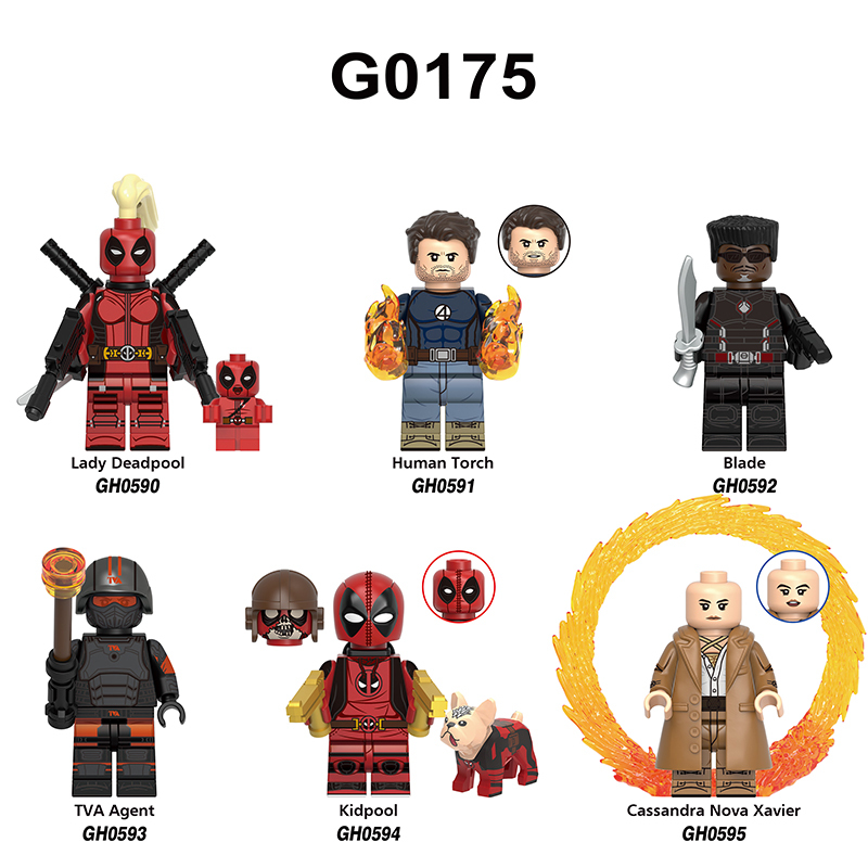 G0175 Marvel DC Comics Deadpool Action Figures Building Blocks TVA Agent Kidpool Blade Minifigs Blocks Children Toys Gifts