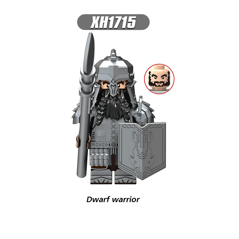 X0314 Lord of the Rings LOTR Hobbit Wars Minifigs Building Blocks Dwarf Warrior Medieval Military Weapon Helmet Shield Gift for Children