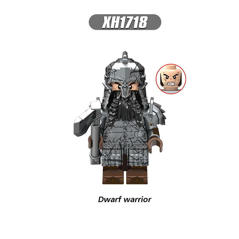 X0314 Lord of the Rings LOTR Hobbit Wars Minifigs Building Blocks Dwarf Warrior Medieval Military Weapon Helmet Shield Gift for Children