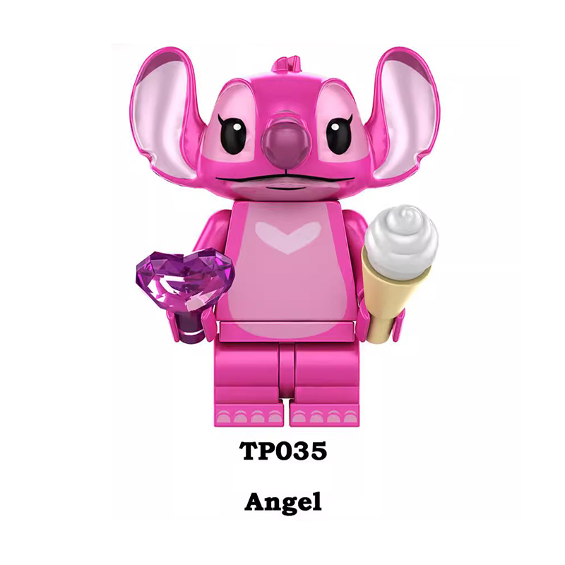 TP1005 Blue Stitch Pink Angie Cartoon Movie Series Anime Action Figure Building Blocks Toys Model Children Birthday Gifts TP165 TP166