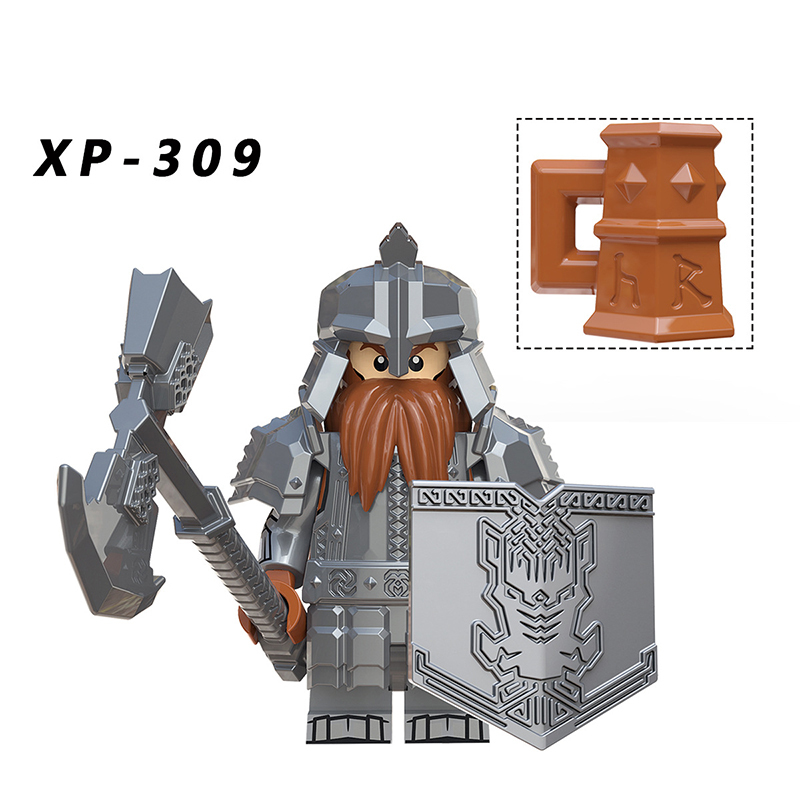 KT1040 Medieval Military Dwarf warrior Action Figures Goat Mountain Copper Basket Soliders Weapon Building Blocks Children Gifts Toys