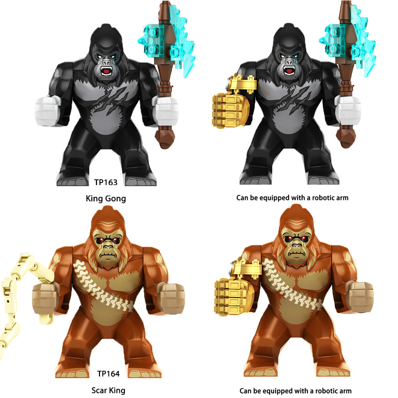 TP163 TP164 Animal Series Gorilla Minifigs Building Blocks Scar Kin Weapon Helmet Gun Peter Jackson's King Kong Toys Children Gifts Boys