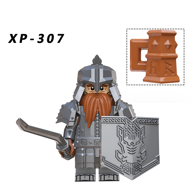 KT1040 Medieval Military Dwarf warrior Action Figures Goat Mountain Copper Basket Soliders Weapon Building Blocks Children Gifts Toys