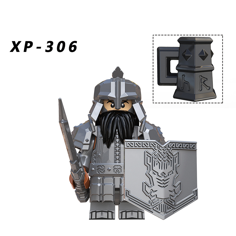 KT1040 Medieval Military Dwarf warrior Action Figures Goat Mountain Copper Basket Soliders Weapon Building Blocks Children Gifts Toys