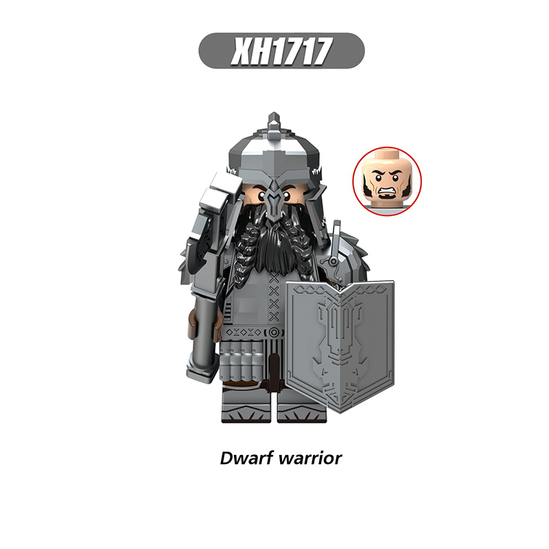 X0314 Lord of the Rings LOTR Hobbit Wars Minifigs Building Blocks Dwarf Warrior Medieval Military Weapon Helmet Shield Gift for Children