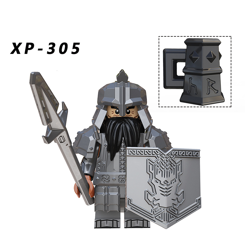 KT1040 Medieval Military Dwarf warrior Action Figures Goat Mountain Copper Basket Soliders Weapon Building Blocks Children Gifts Toys