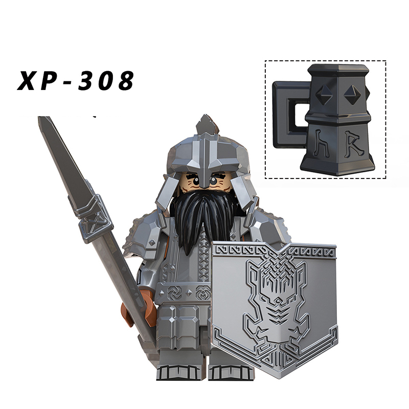 KT1040 Medieval Military Dwarf warrior Action Figures Goat Mountain Copper Basket Soliders Weapon Building Blocks Children Gifts Toys