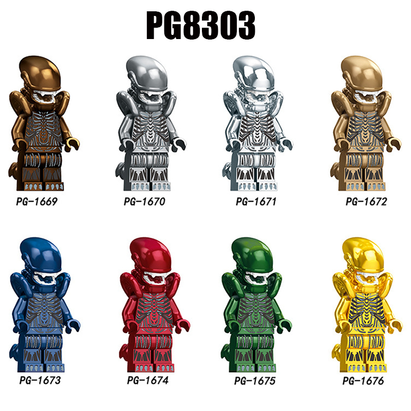 PG8303 Skeleton Alien Movie Villans Model Action Figures New Prometheus Terminator Predator Building Block Children Gifts Boys Toys