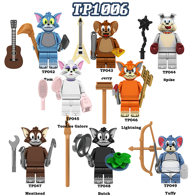 TP1006 Cartoon TV Film Tom and Jerry Minifigs Action FigureSpike Tuffy Building Blocks Meathead Children Gifts Birthday Toys