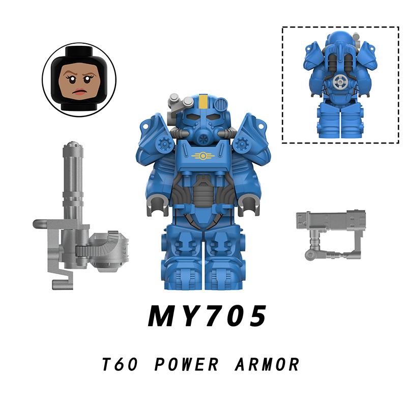 MY701-705 Game Radiation Power Armor Minifigs Motorcycle Building Blocks Lucy Maclean Maximus Cooper Howard Compatible Toys Gift